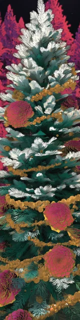 Free printable Christmas bookmarks of a decorated Christmas tree